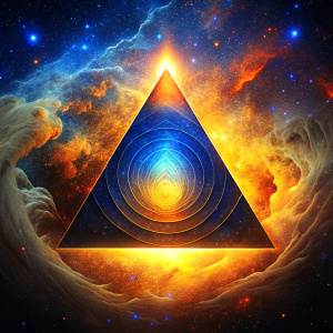 Perfect triangle, with texture of the inner universe iside the triangle