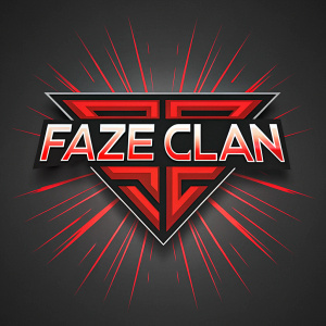 FaZe Clan logos feature sleek, vibrant designs with striking red and black hues. The dynamic graphics and typography are arranged in a grid layout, emphasizing energy and competitiveness.