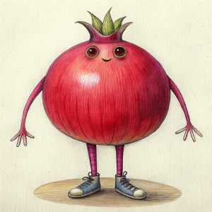 pomegranate with hands and legs