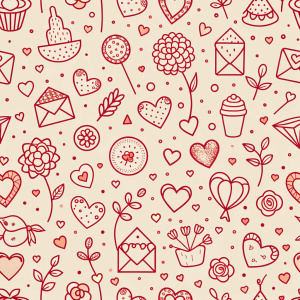 valentine day minimalist doodles for seamless pattern tile, light background