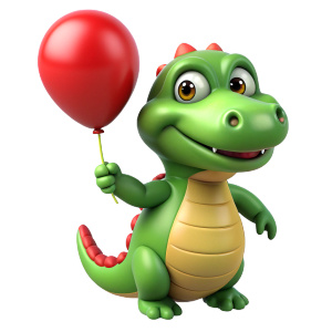 cute crocodile holding a balloon