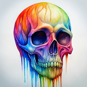 Colorful Melting skeleton line, white background