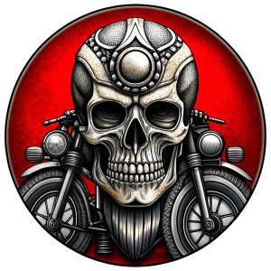 motorcycle club tattoo design - perfect realistic art - high-definition - grey and black - white background 