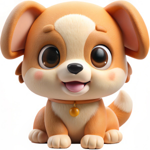 Generate a super Giggling cute little dog cartoon with white background