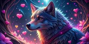 the wolf sends a lot of hearts