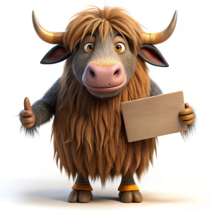 Yax is a male yak and a supporting character in Zootopia. He is the owner of The Mystic Spring Oasis, whole body standing，Hair covers most of his face