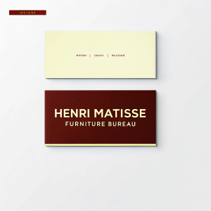 Generate an image of a business card with the logo of the Henri Matisse furniture bureau from a photograph using the link https://www.recraft.ai/community?imageId=27a9adf4-ae1b-4d0a-8a18-52fe82c41ee2