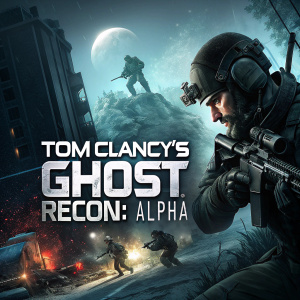Movie poster for Tom Clancy's Ghost Recon: Alpha. Dark tones and military themes, action scenes collage, promotional art featuring Tom Clancy's Ghost Recon series.