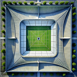 square roof of the stadium view from above