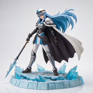 A detailed 1/6 scale statue of Esdeath from Akame ga Kill. The figure stands on a platform resembling cracked ice.