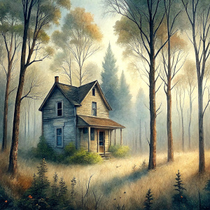 abandoned house in the trees