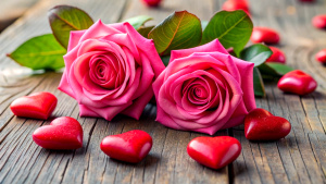 amores románticas rosas y corazones