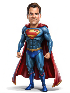 superman caricature, full body