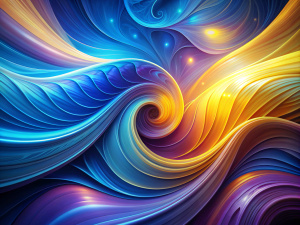 Abstract creative background. Abstract shapes, flowing, swirling, ideal for the phone screensaver in blue and purple and yellow, light,Sense of technology