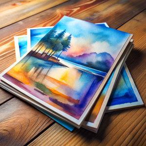 Advertising leaflets lying on a table in a printing house