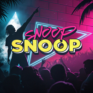 Nightclub flyer for Snoop Night Club. Bold neon colors and graffiti style font for the word 'SNOOP'