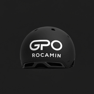 Rocamin logo, minimalistic design. 'GPO - ROCAMIN' text in white font on black background, sleek and modern