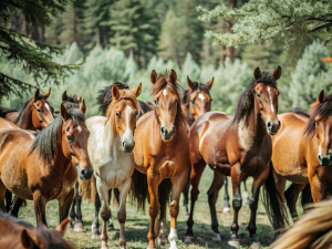 a herd of wild horses in Altai