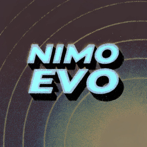 NIMO EVO brand logo. Dynamic, vibrant design with sleek modern font. Bright, engaging central element.