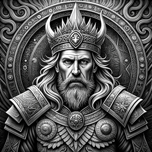 Nordic Surt - Ruler of Muspellsheim - perfect realistic art, high-definition grey and black, white background tattoo design