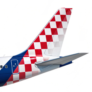 The sleek logo for Croatia Airlines. Red and white colors form a dynamic design with triangles and squares.