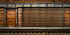 front old train staion wood hight wall texture, real photo, natural brown, 