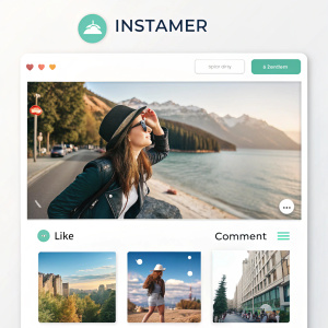 Screenshot of the InstaMer homepage, showcasing the user-friendly interface with Instagram-like features.