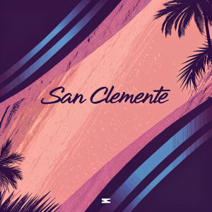 Sophisticated logo design for San Clemente brand. Features gold, blue, and navy colors. Sleek and modern font style.