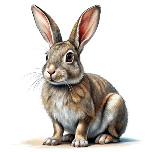 Realistic of a complete full body, Rabbit, solid stark white background, 