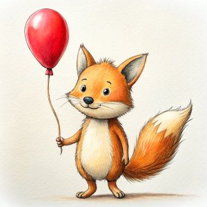 cute foxholding a balloon