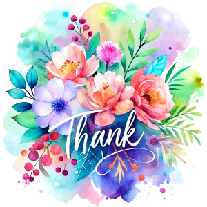 "Thank you", white background