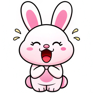 Generate a super Yawning  cute little  rabbit  cartoon with white background
