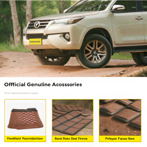 Official Toyota Indonesia webpage showcasing Fortuner Genuine Accessories. Detailed product images and descriptions.