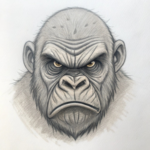 A detailed sketch of an angry emoji. Intense scowl, deep frown lines, white background
