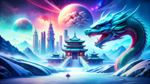 sea, Winter, background for the game, Chinese new year, 
two wooden dragon