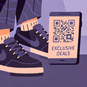 Limited time offer: Nike sneakers with QR code for exclusive deals. Digital promotional access.