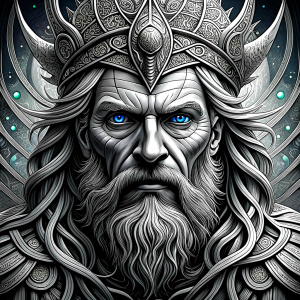 god odin perfect realistic art, high-definition, high-definition grey and black, white background 