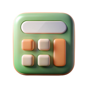Calculator app icon, minimalistic, modern, futuristic, premium, straight app icon
