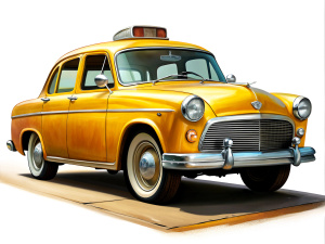 realistic vector.yellow,black,color classic taxi.high detail.random views.on white background.