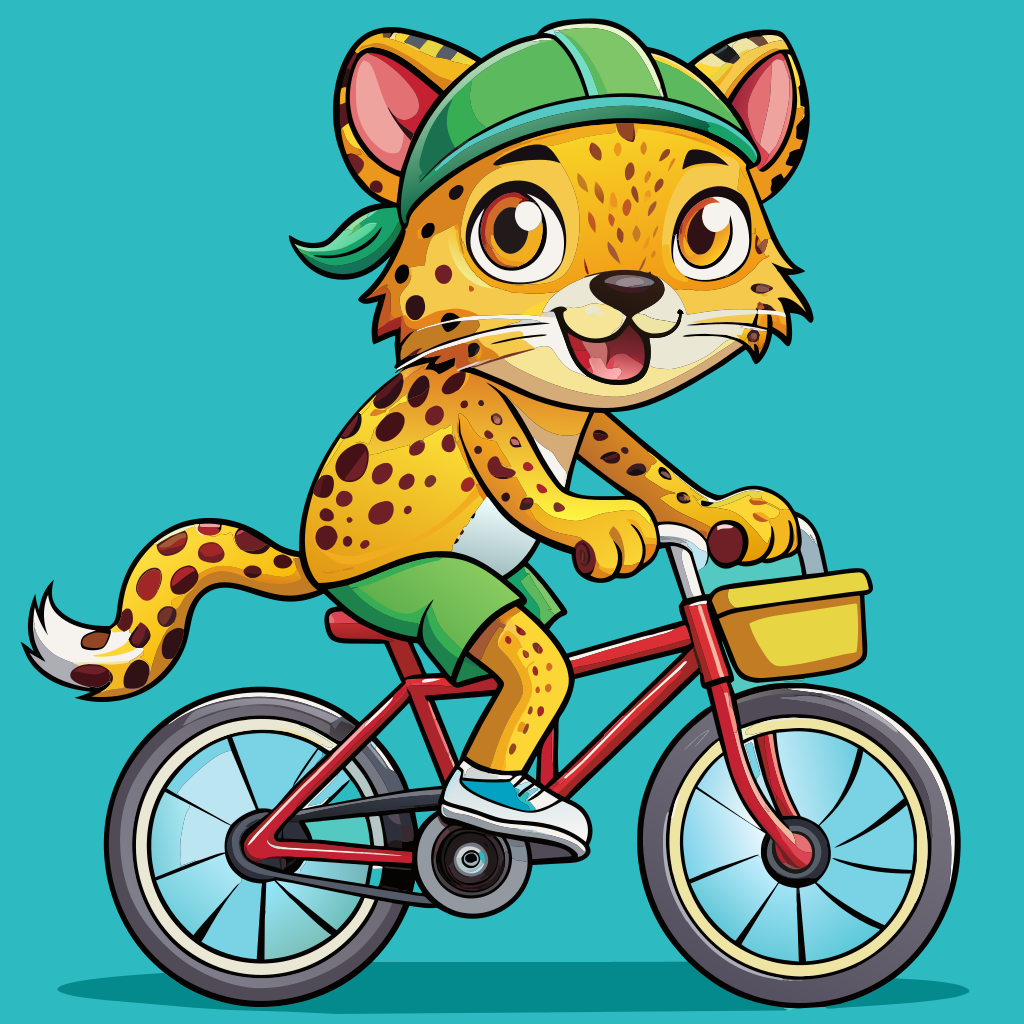 Cute Cheetah Riding Bicycle - Recraft