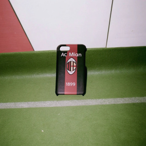 AC Milan inspired iPhone case design, black and red color scheme, featuring the club's emblematic crest and '1899' year.