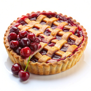 cherry pie on white background