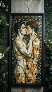 mozaike, oil painting, homoerotik, golden ratio, picasso style