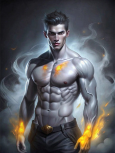 cool gorgeous guy, torso, dark, fantasy, sketch, black background, pale silver mist