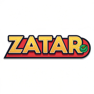 A vibrant logo for Zatar, featuring bold, stylized font. Adorns the cover of a new business magazine.