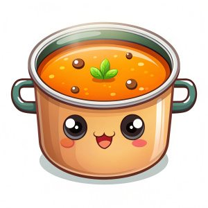 kawaii-soup-pot-cartoon-character-vector on white background