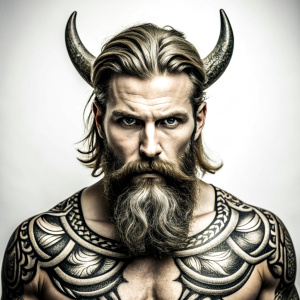 Nordic God Tyr - perfect realistic art, high-definition grey and black, white background tattoo design