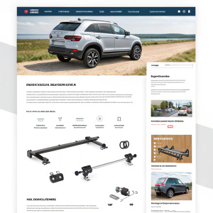 Umbra Rimorchi's homepage showcasing various towbars. Detailed product images and specifications. Clean design with multilingual support.