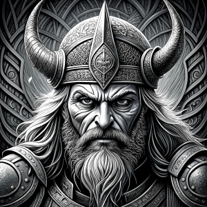 viking warrior perfect realistic art, high-definition, high-definition grey and black, white background 