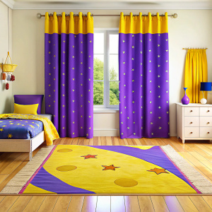 curtain mockup place,
carpet mockup place, kids  bedroom and bedspread place